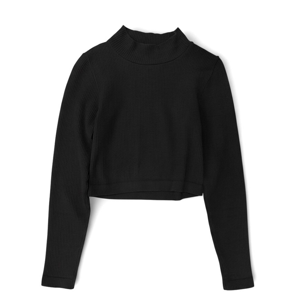 Black Ribbed Crop Top
